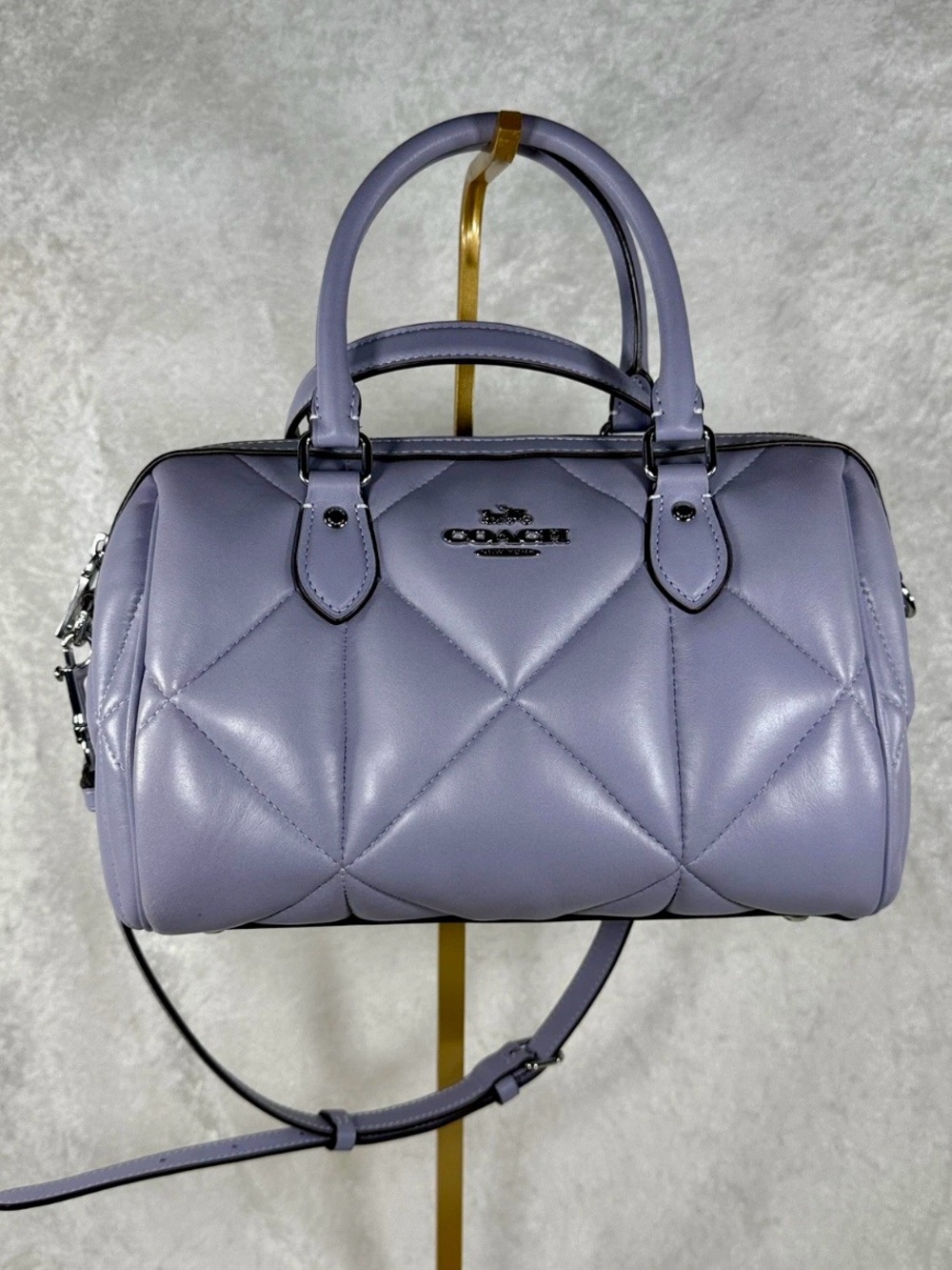 COACH MED LAVENDER ROWAN SATCHEL WITH PUFFY DIAMOND QUILTING (Retail $498)